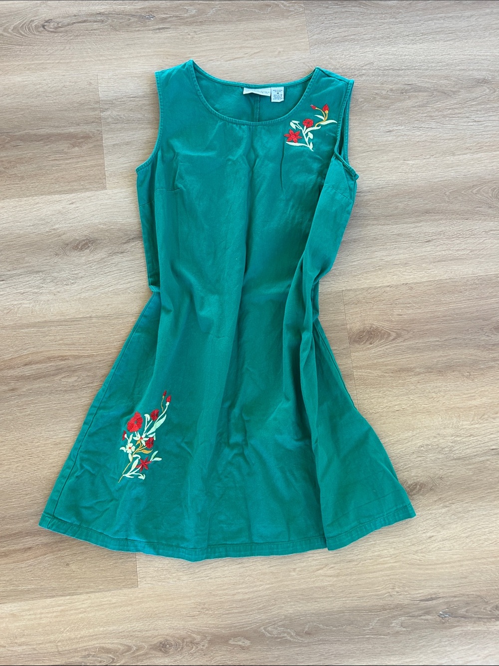 Green Sleeveless Embroidered summer Dress